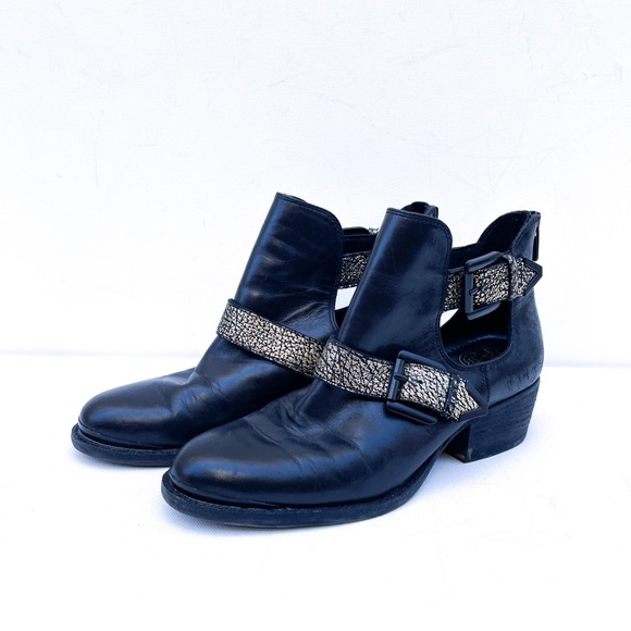 Elliot Lucca Raffaela Gold Black Leather Ankle Boots - Picture 3 of 6